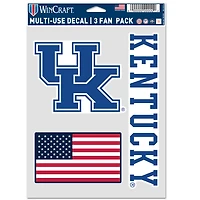 Ensemble de trois autocollants WinCraft Kentucky Wildcats Stars & Stripes pour supporters