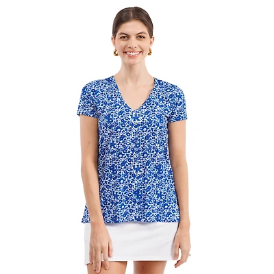 Haut à col en V fleuri Blake bleu Kentucky Wildcats pour femme de Smith & Quinn