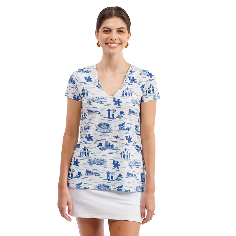 Haut à col en V imprimé floral Blake des Kentucky Wildcats pour femme de Smith & Quinn