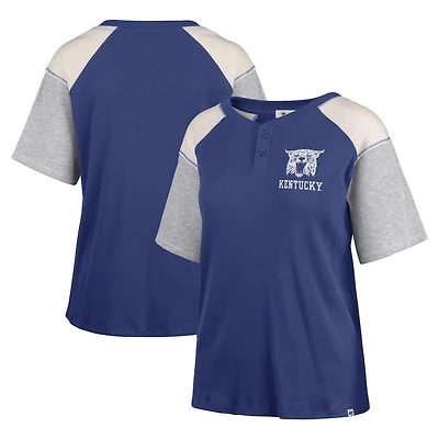 T-shirt '47 Royal Kentucky Wildcats pour femmes souligné Harvey Colorblock Raglan Henley