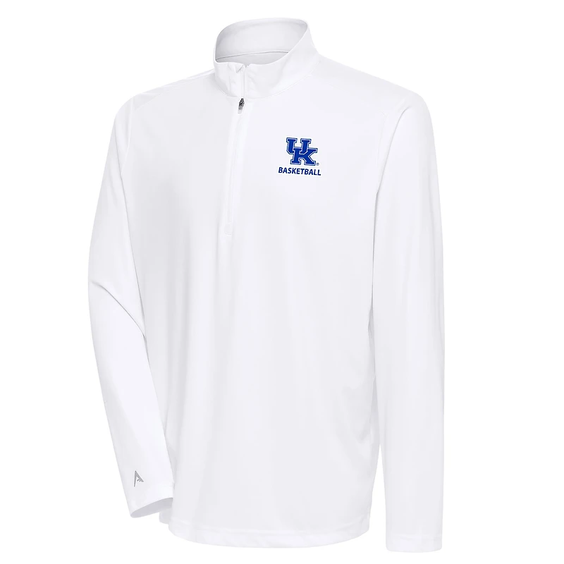 Women's Antigua  White Kentucky Wildcats Basketball Tribute Half-Zip Pullover Top