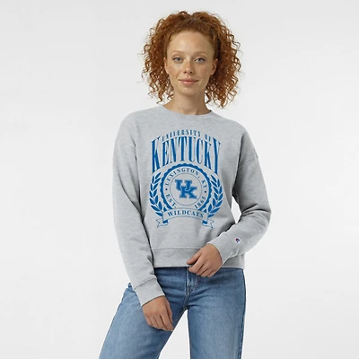 Women's Champion Heather Gray Kentucky Wildcats Academic Crest Powerblend Crewneck Sweatshirt