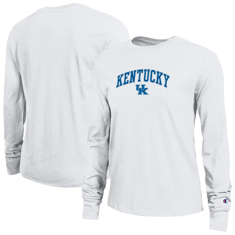 T-shirt à manches longues blanc avec logo Arch Over des Kentucky Wildcats pour femme