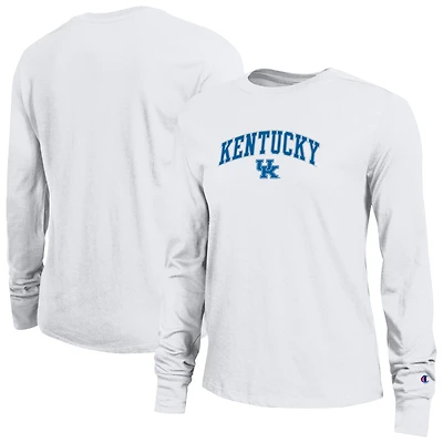 T-shirt à manches longues blanc avec logo Arch Over des Kentucky Wildcats pour femme