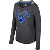 T-shirt à capuche manches longues pour femmes Colosseum Black Kentucky Wildcats Distressed Heather