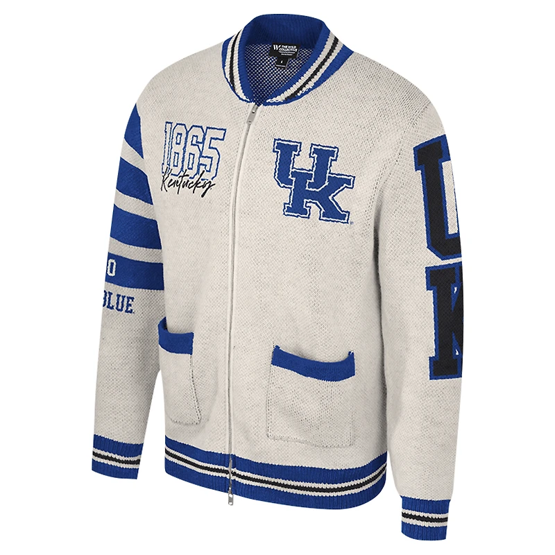 Pull zippé en jacquard pour femme Colosseum Cream Kentucky Wildcats