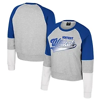Women's Colosseum Heather Gray Kentucky Wildcats Katinka Rhinestone Scoop Neck Pullover Sweatshirt