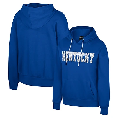 Women's Colosseum Royal Kentucky Wildcats Reflection Rhinestone Drawcord Pullover Hoodie