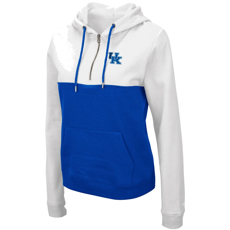 Chandail à capuchon léger demi-glissière Aidan Colosseum White/Royal Kentucky Wildcats pour femme