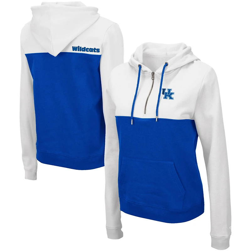 Chandail à capuchon léger demi-glissière Aidan Colosseum White/Royal Kentucky Wildcats pour femme