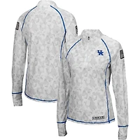 Women's Colosseum White Kentucky Wildcats OHT Military Appreciation Officer Arctic Camo Fitted Lightweight 1/4-Zip Jacket
