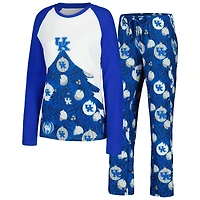 Women's Concepts Sport Royal Kentucky Wildcats Tinsel Ugly Sweater Long Sleeve T-Shirt & Pants Sleep Set