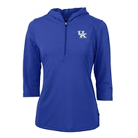 Sweat à capuche zippé demi-manches bleu Kentucky Wildcats Virtue Eco Pique de Cutter & Buck pour femme