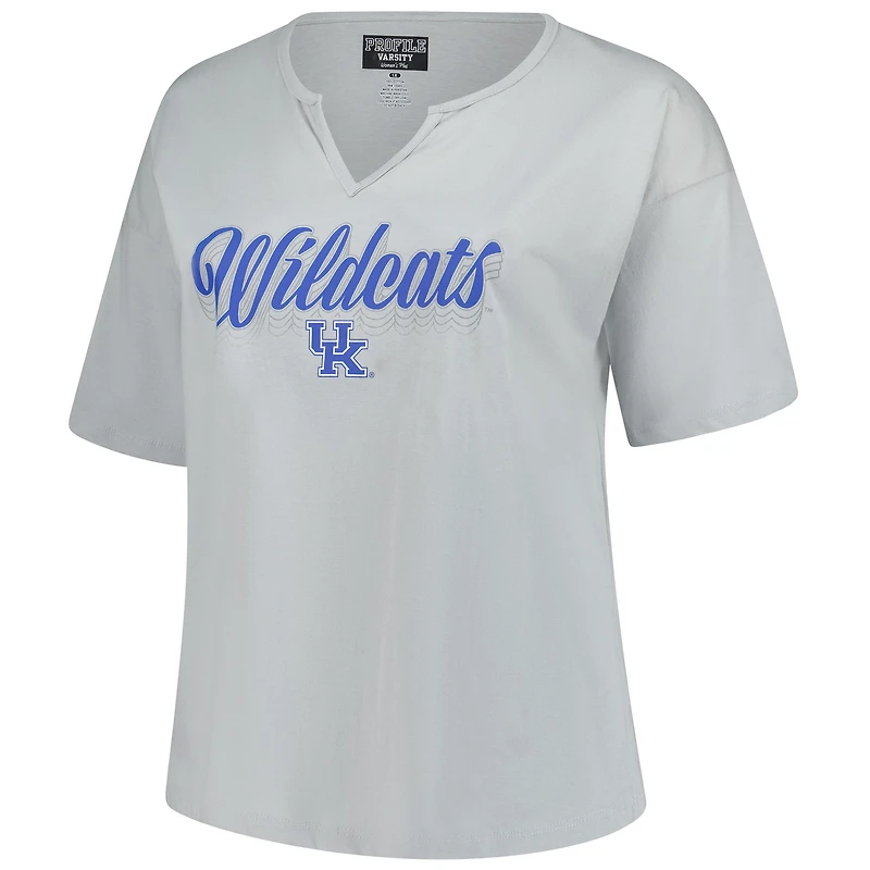 Women's Fanatics Gray Kentucky Wildcats Plus Winning Gear Notch Neck T-Shirt