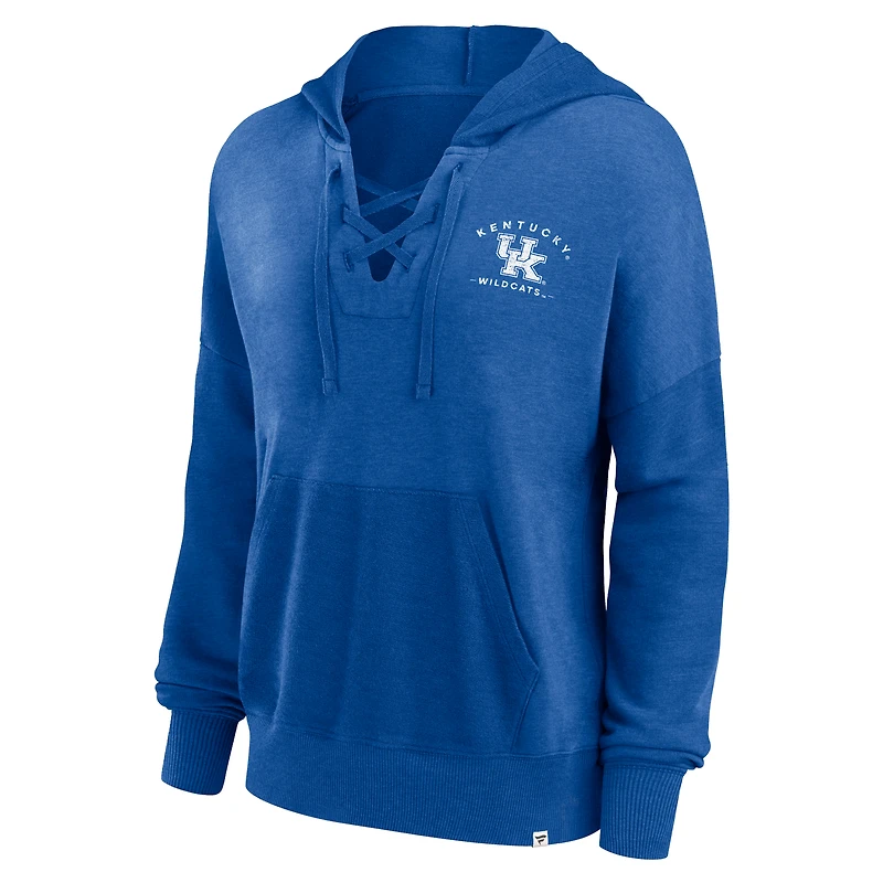 Women's Fanatics Heather Blue Kentucky Wildcats Campus Lace-Up Pullover Hoodie
