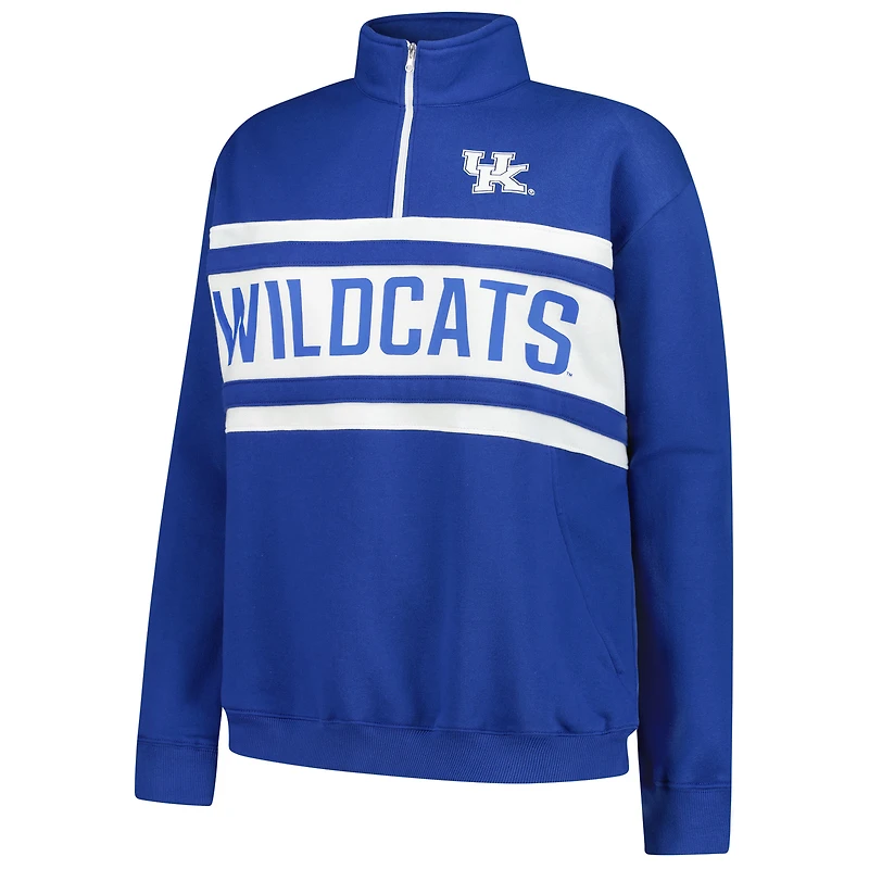 Women's Fanatics Royal/White Kentucky Wildcats Plus Quarter-Zip Pullover