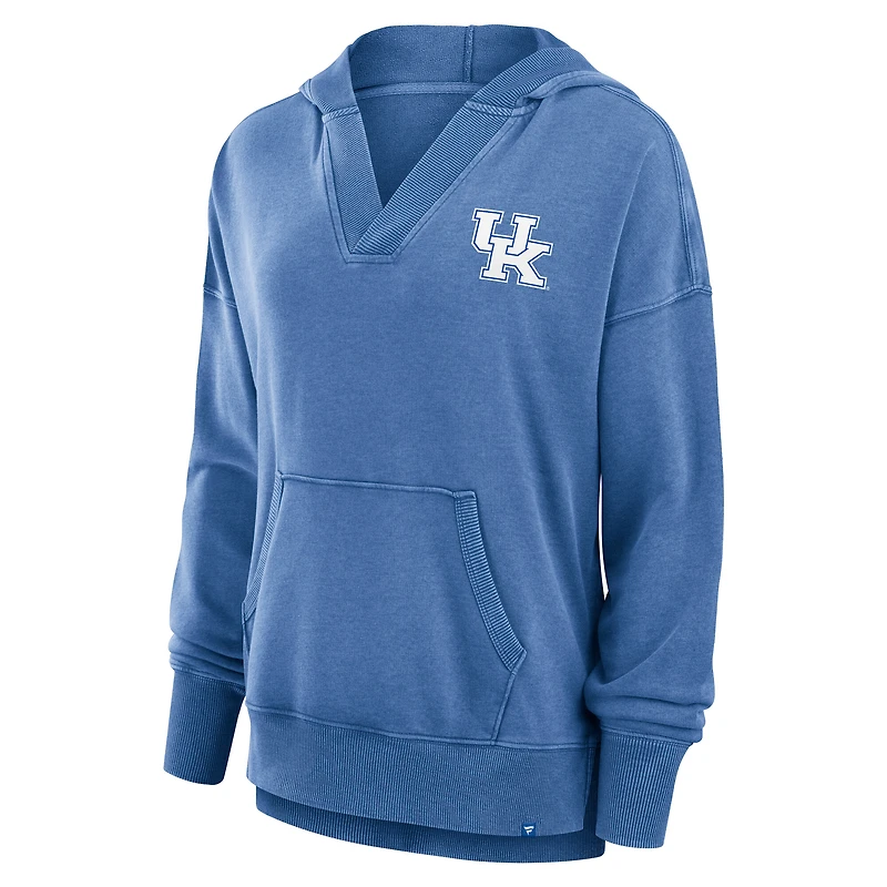 Sweat à capuche col en V molleton français Snow Wash de Royal Kentucky Wildcats Initiative pour femmes Fanatics