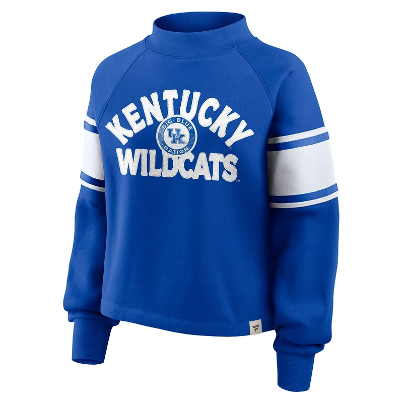 Women's Fanatics Royal Kentucky Wildcats Oversized Hometown Premium Punt Coverage Raglan Pullover Sweatshirt