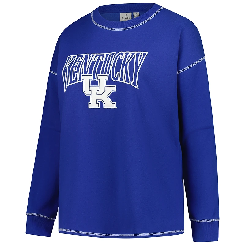 Women's Fanatics Royal Kentucky Wildcats Plus Contrast Stitch Sweatshirt