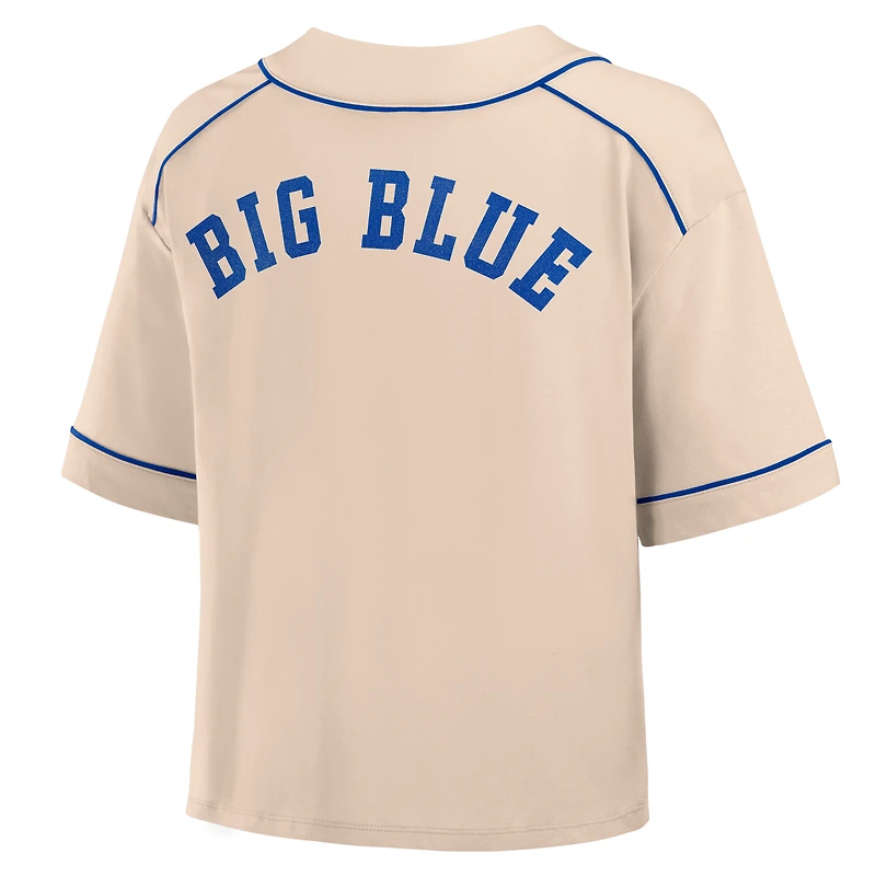 Women's Fanatics Tan Kentucky Wildcats Oversized Dominant Force Cropped V-Neck T-Shirt