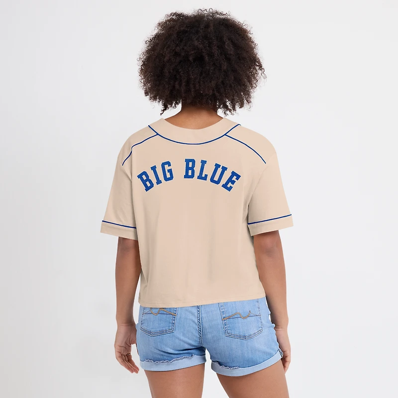 Women's Fanatics Tan Kentucky Wildcats Oversized Dominant Force Cropped V-Neck T-Shirt