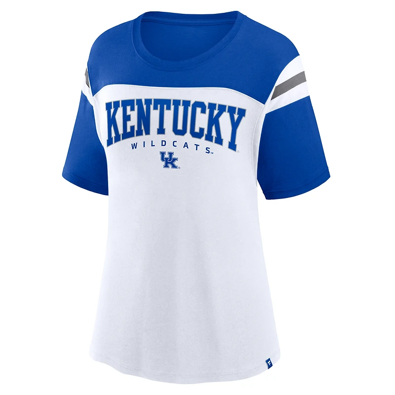 Women's Fanatics White Kentucky Wildcats Color-Block Fundamental Winning T-Shirt