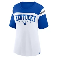 Women's Fanatics White Kentucky Wildcats Color-Block Fundamental Winning T-Shirt