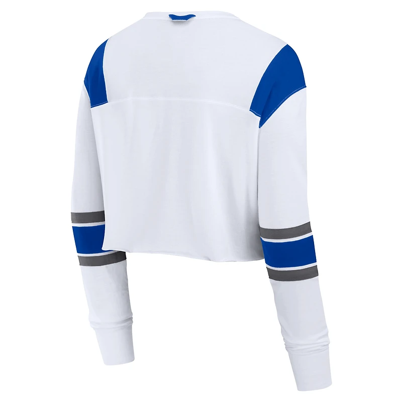 Women's Fanatics White Kentucky Wildcats Training Camp Cropped Long Sleeve V-Neck Fashion Top