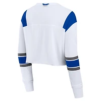 Women's Fanatics White Kentucky Wildcats Training Camp Cropped Long Sleeve V-Neck Fashion Top