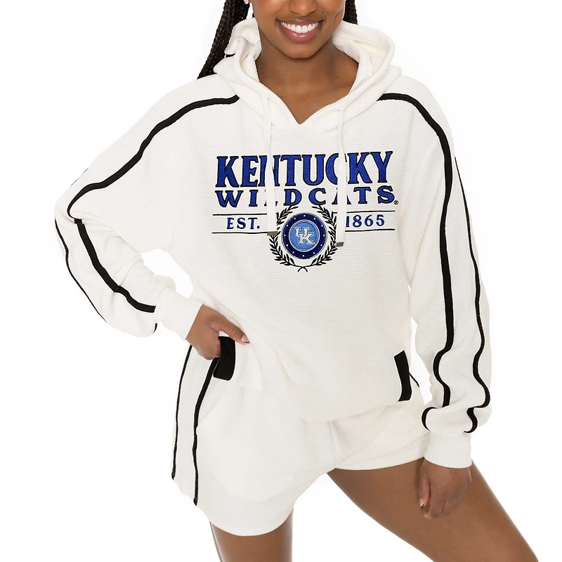 Women's Gameday Couture Cream Kentucky Wildcats Down, Set, Go Pullover Hoodie and Shorts Set