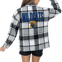 Chemise boutonnée en flanelle grise Gameday Couture pour femme, motif End Zone Game des Kentucky Wildcats