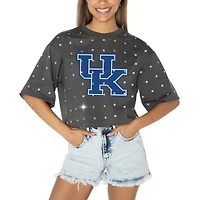 T-shirt court à strass pour femme Gameday Couture, gris, Kentucky Wildcats Go Time