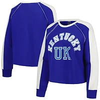Women's Gameday Couture Royal Kentucky Wildcats Blindside Raglan Cropped Pullover Sweatshirt