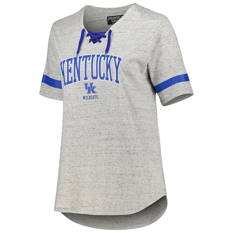 T-shirt à lacets taille plus Kentucky Wildcats gris chiné pour femme