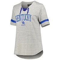 T-shirt à lacets taille plus Kentucky Wildcats gris chiné pour femme