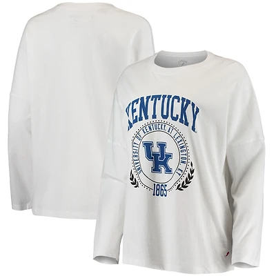 T-shirt à manches longues surdimensionné avec corde linge Kentucky Wildcats de la ligue collégiale pour femmes, blanc