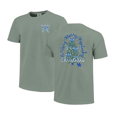 Women's  Light Green Kentucky Wildcats Christmas Tree Comfort Colors T-Shirt