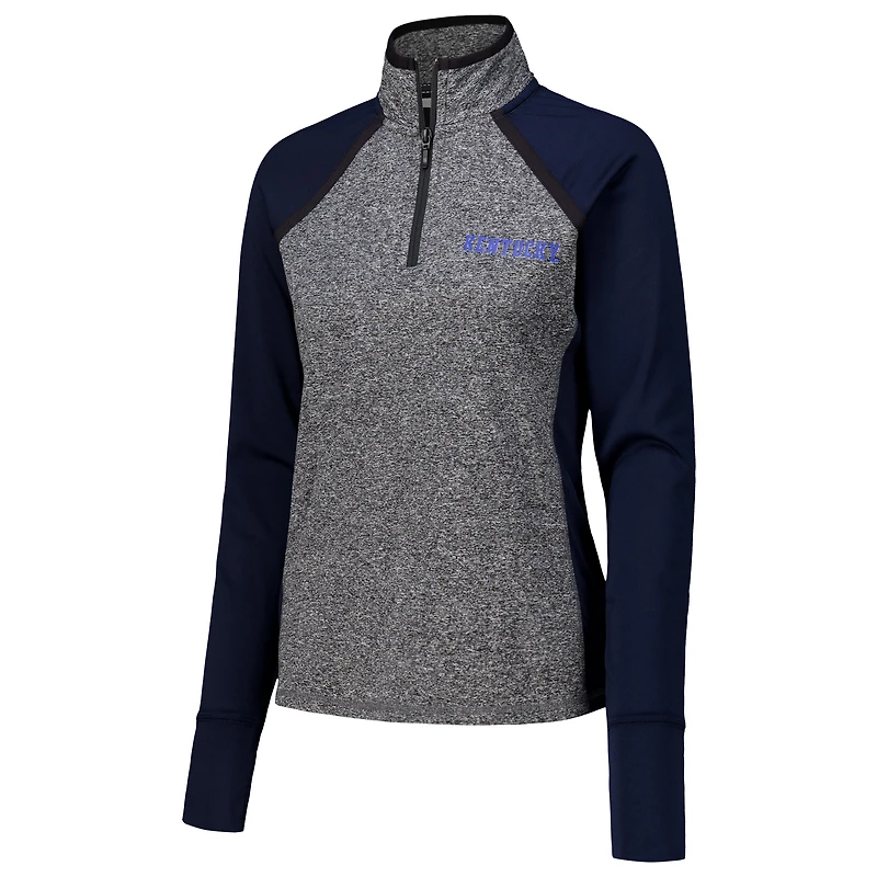 Women's Navy/Heather Gray Kentucky Wildcats Finalist Raglan Quarter-Zip Jacket