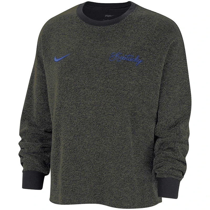 Women's Nike  Black Kentucky Wildcats Yoga Script Pullover Sweatshirt