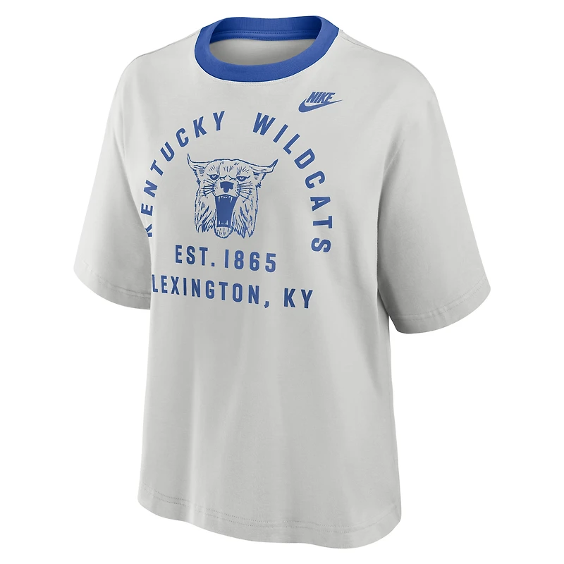 Women's Nike Gray Kentucky Wildcats Legacy Arch Script Boxy T-Shirt