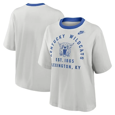 T-shirt Nike gris Kentucky Wildcats Legacy Arch Script Boxy pour femme