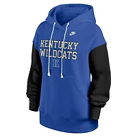 Sweat à capuche surdimensionné Nike Legacy Phoenix pour femme, bleu royal/noir, Kentucky Wildcats