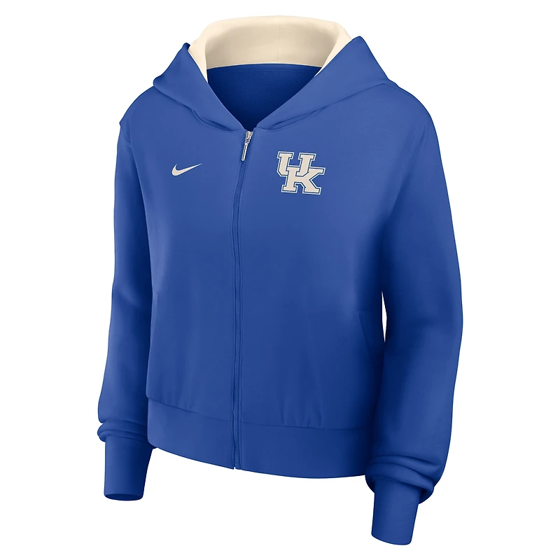 Women's Nike Royal Kentucky Wildcats Mantra Cropped Full-Zip Hoodie