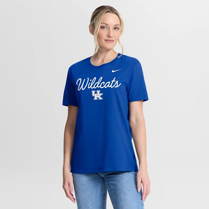 T-shirt Nike pour femme, logo Royal Kentucky Wildcats Script Mantra