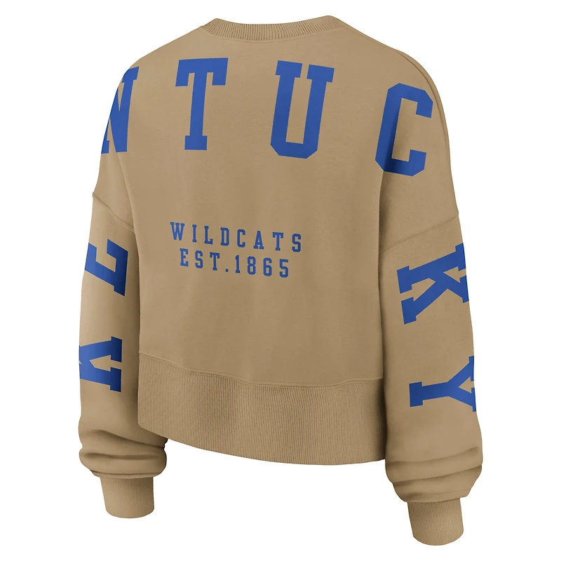 Women's Nike Tan Kentucky Wildcats Oversized Phoenix 2-Hit Pullover Sweatshirt