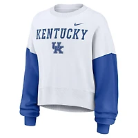 Women's Nike White Kentucky Wildcats Oversized Color-Block Pullover Sweatshirt