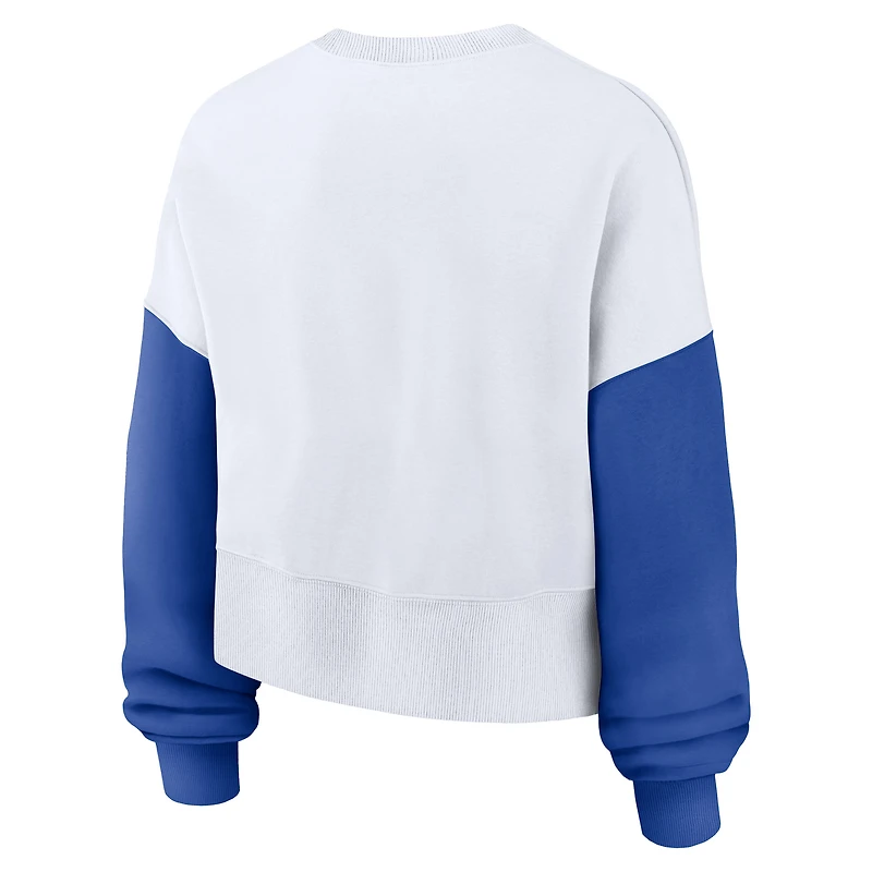 Women's Nike White Kentucky Wildcats Oversized Color-Block Pullover Sweatshirt