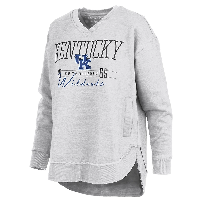 Women's Pressbox Heather Gray Kentucky Wildcats Marcus East Hall Poncho V-Neck Sweatshirt