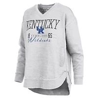 Women's Pressbox  Heather Gray Kentucky Wildcats Marcus East Hall Poncho V-Neck Sweatshirt