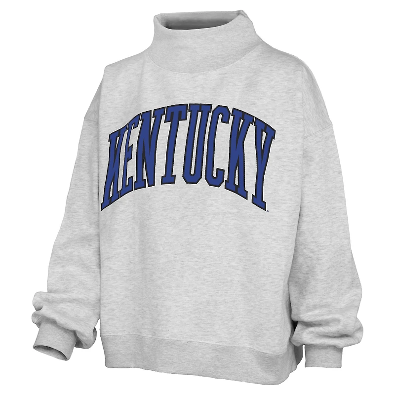 Women's Pressbox Heather Gray Kentucky Wildcats Oversized Nelson Mock Neck Sweatshirt